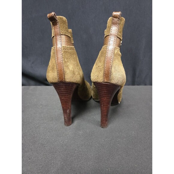 Tory Burch Alaina Olive Green Suede Ankle Boots Heels Size 10M EUC Zip - Picture 5 of 7
